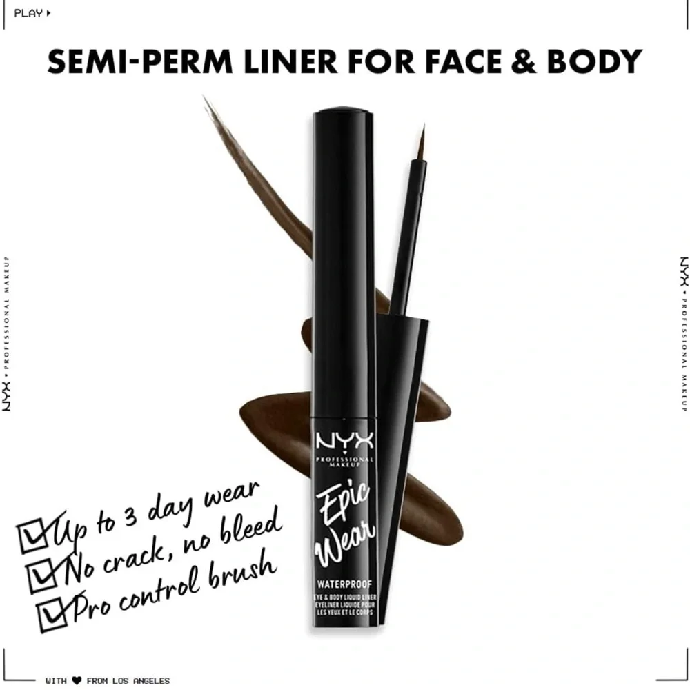 NYX PROFESSIONAL MAKEUP Epic Wear Liquid Liner, Waterproof Eyeliner Brown